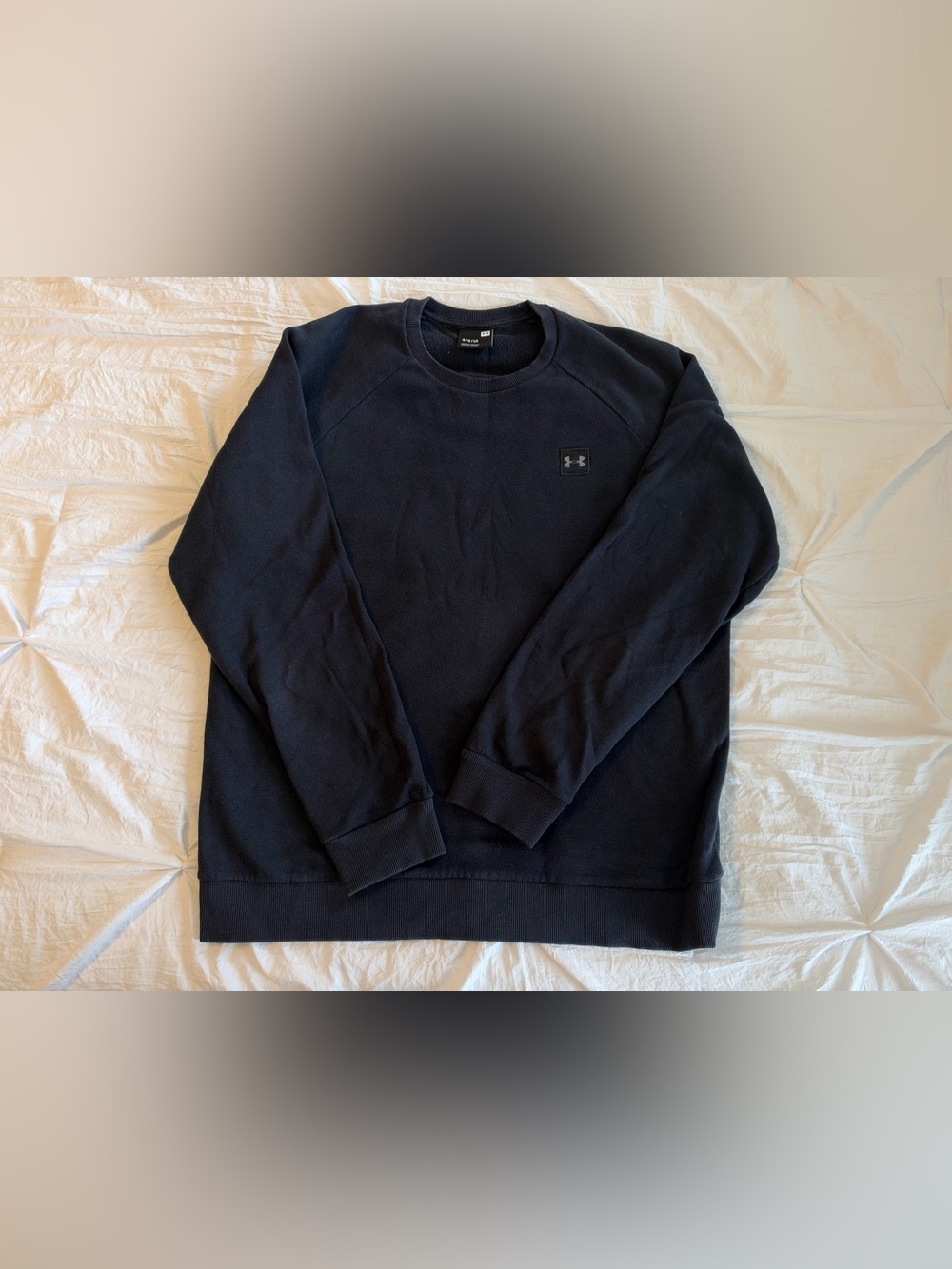 Under Armour Solid Black Logo Crewneck Pullover Sweatshirt Men's L Regular